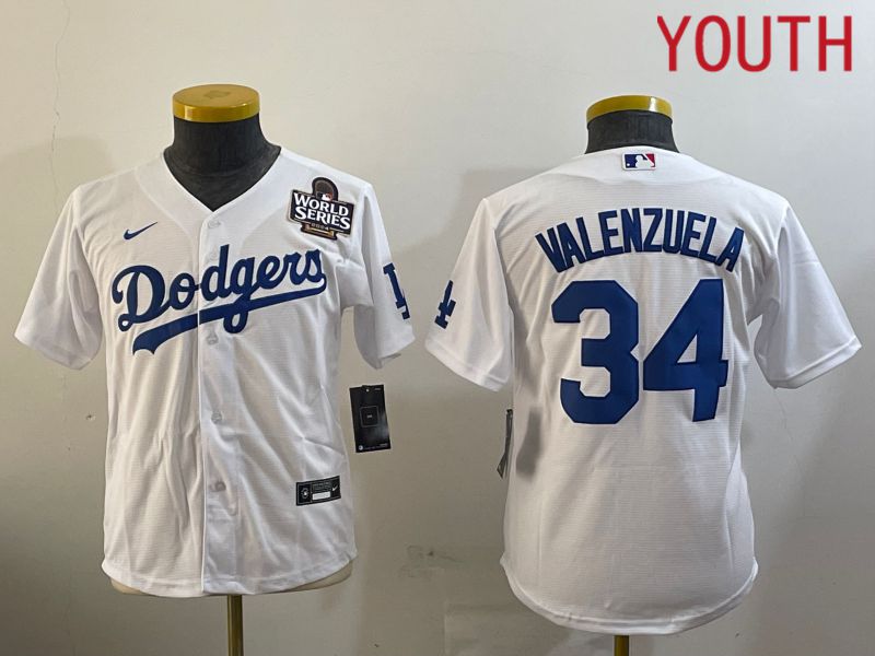 Youth Los Angeles Dodgers #34 Valenzuela White Game 2024 Nike MLB Jersey style 10292->youth mlb jersey->Youth Jersey
